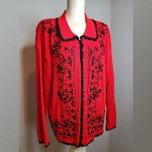 Yarnworks Beaded Christmas Sweater Cardigsn